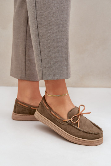 Mokassins für Damen Auf flacher Sohle Khaki-Farbe-Farbe Timannie 2