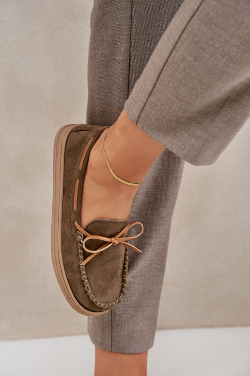 Mokassins für Damen Auf flacher Sohle Khaki-Farbe-Farbe Timannie