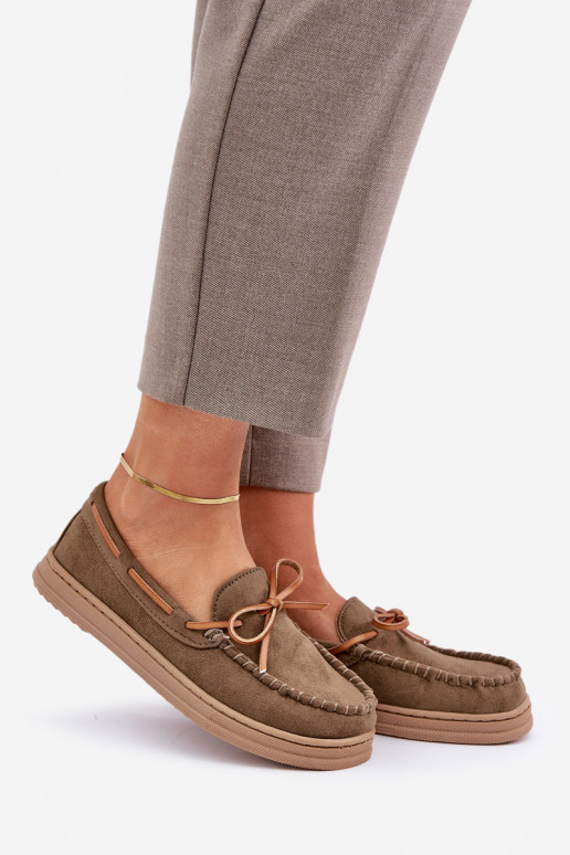 Mokassins für Damen Auf flacher Sohle Khaki-Farbe-Farbe Timannie