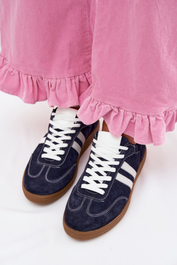 Zazoo N1068 aus INildleder Niedrig Sneakers Stilvollllschuhe Feminin Dunkelblau