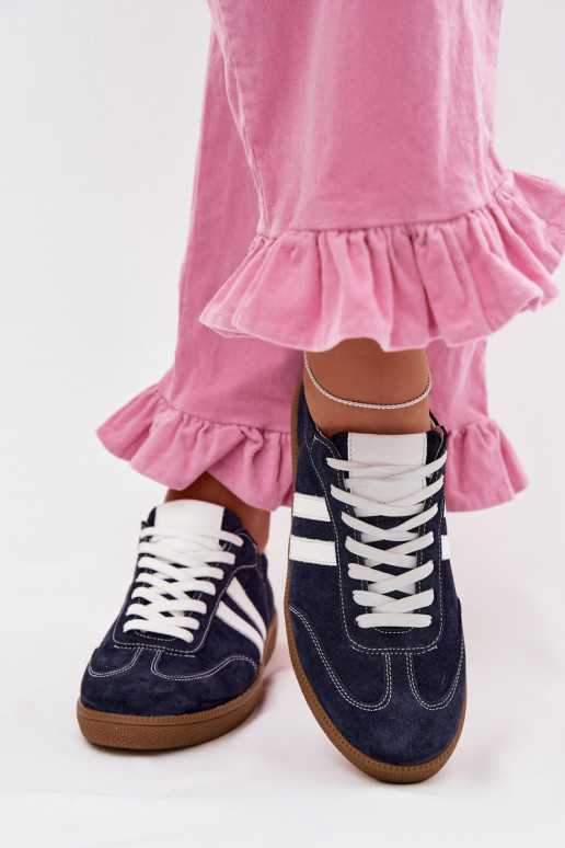 Zazoo N1068 aus INildleder Niedrig Sneakers Stilvollllschuhe Feminin Dunkelblau