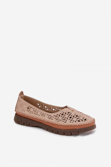 Ażurowe Damenballetschuhe aus natürlichem Leder Sergio Leone SP-006 in rosa 2