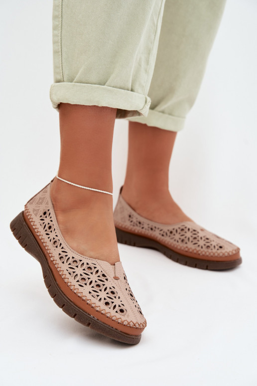 Durchbrochene Ballerinas FemininErmöglichtturalnej Skóry Sergio Leone SP-006 pinke Farbe