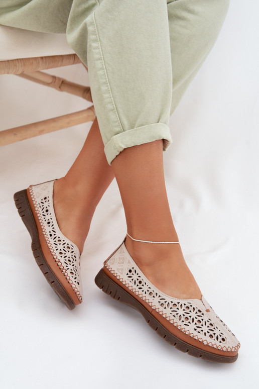 Durchbrochene Ballerinas FemininErmöglichtturalnej Skóry Sergio Leone SP-006 graue Farbe