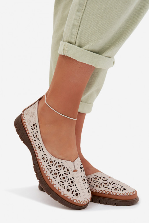 Durchbrochene Ballerinas FemininErmöglichtturalnej Skóry Sergio Leone SP-006 graue Farbe