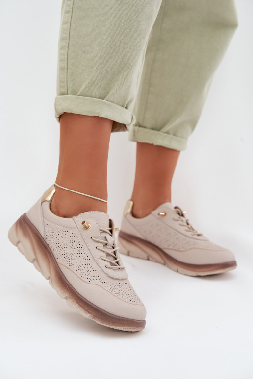 Haut aus INildleder Sneakers Stilvollllschuhe Feminin mit durchbrochenen Elementen Sergio Leone SP-002 braune Farbe