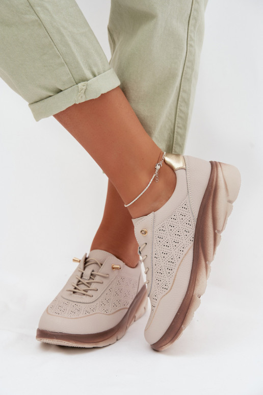 Haut aus INildleder Sneakers Stilvollllschuhe Feminin mit durchbrochenen Elementen Sergio Leone SP-002 braune Farbe