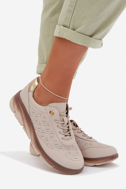 Haut aus INildleder Sneakers Stilvollllschuhe Feminin mit durchbrochenen Elementen Sergio Leone SP-002 braune Farbe