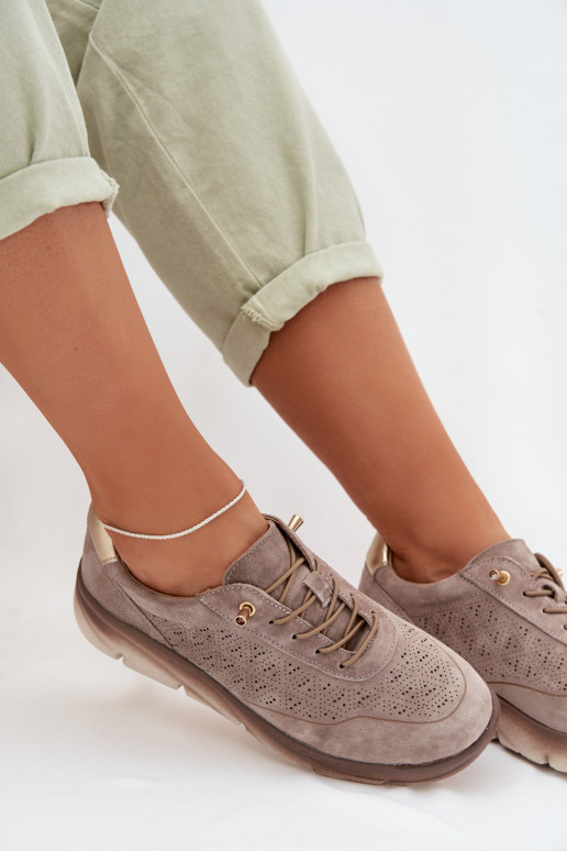 Haut Sneakers Stilvollllschuhe Feminin mit durchbrochenen Elementen Sergio Leone SP-002 graue Farbe