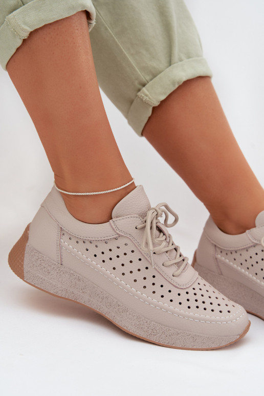 Haut Schuhe Sneakers Stilvollllschuhe Feminin mit durchbrochenen Elementen Sergio Leone SP-013 graue Farbe