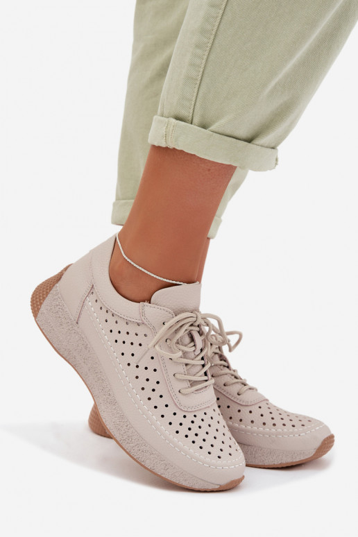 Haut Schuhe Sneakers Stilvollllschuhe Feminin mit durchbrochenen Elementen Sergio Leone SP-013 graue Farbe