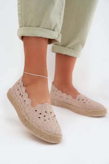 Espadrilles mit durchbrochenen Elementen mit Blumen Beige Merivelle 2