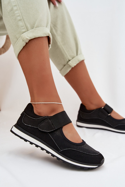 Schuhe im Sportstil Feminin mit Klebeverschlüssen schZuarze Farbe Aveliette