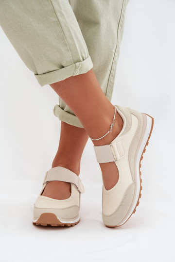 Schuhe im Sportstil Feminin mit Klebeverschlüssen Beige Aveliette