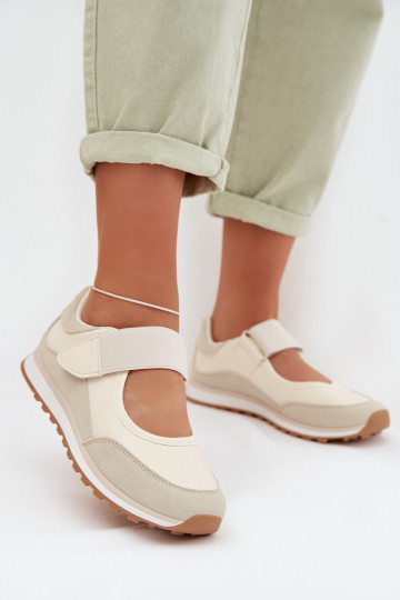 Schuhe im Sportstil Feminin mit Klebeverschlüssen Beige Aveliette 2