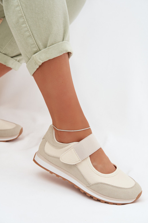 Schuhe im Sportstil Feminin mit Klebeverschlüssen Beige Aveliette