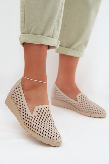 mit durchbrochenen Elementen Schuhe Feminin Beige Flariette 2