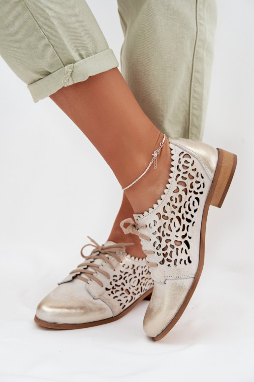 Haut mit durchbrochenen Elementen Schuhe Feminin Zazoo 3195 goldene Farbe