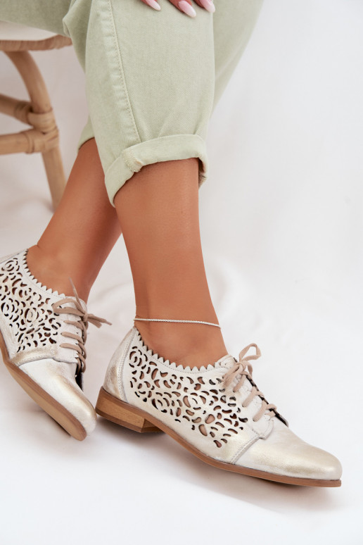 Haut mit durchbrochenen Elementen Schuhe Feminin Zazoo 3195 goldene Farbe