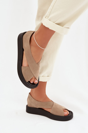 Damen Sandalen aus natürlichem Wildleder Zazoo 3196 in sand