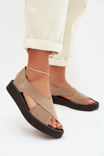 Damen Sandalen aus natürlichem Wildleder Zazoo 3196 in sand 2
