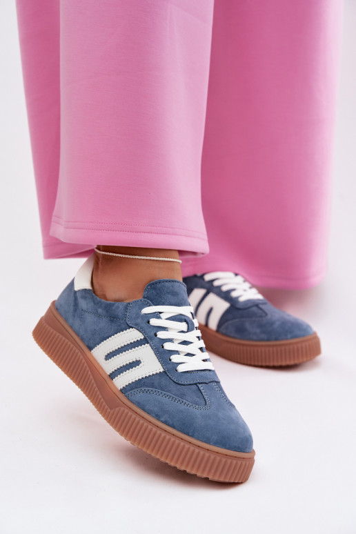 Sneakers Stilvollllschuhe FemininErmöglichtturalnego aus INildlederu blaue Farbe Delyssia