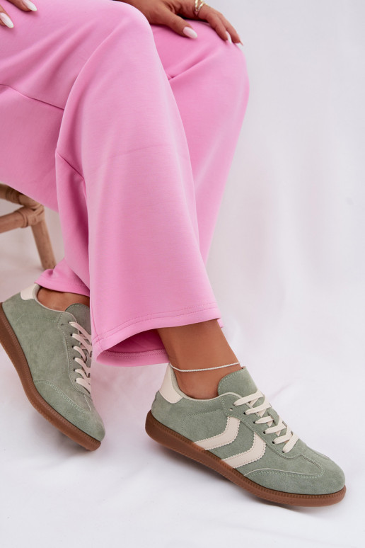 Sneakers Stilvollllschuhe Femininaus Öko-INildlederu grüne Farbe Jesavella