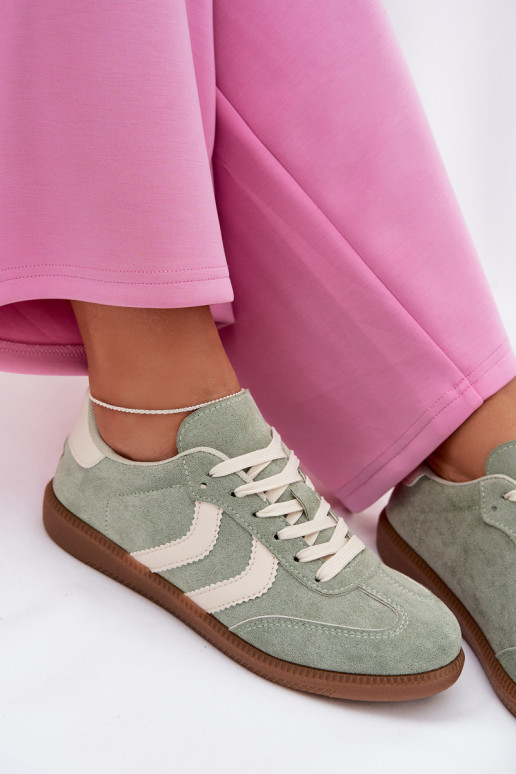 Sneakers Stilvollllschuhe Femininaus Öko-INildlederu grüne Farbe Jesavella