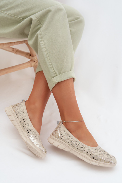 Durchbrochene BallerinasErmöglichtturalnej Skóry Beige Palorette
