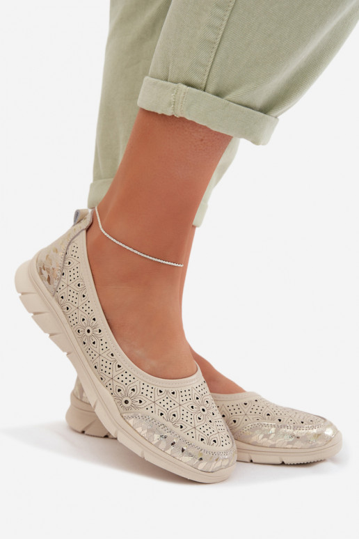 Durchbrochene BallerinasErmöglichtturalnej Skóry Beige Palorette