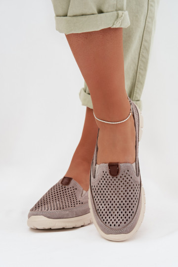 Ravinette graue Schuhe mit Lochmuster aus echtem Wildleder 2