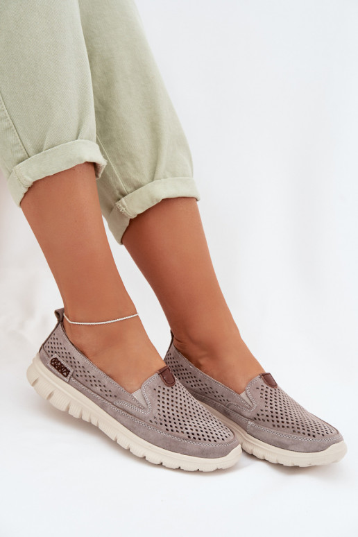 mit durchbrochenen Elementen SchuheErmöglichtturalnego aus INildlederu graue Farbe Ravinette