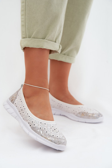 Haut Durchbrochene Ballerinas S.Barski GR61-5973 Zueiße Farbe 2