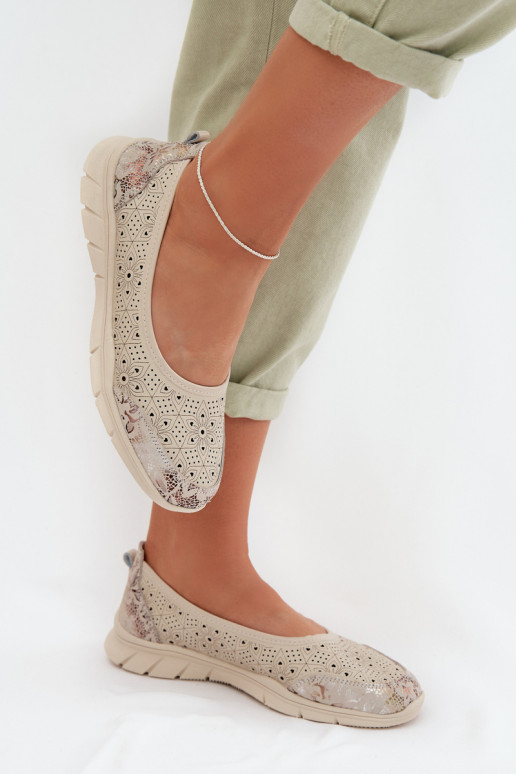 Haut Durchbrochene Ballerinas S.Barski GR61-5973 Beige