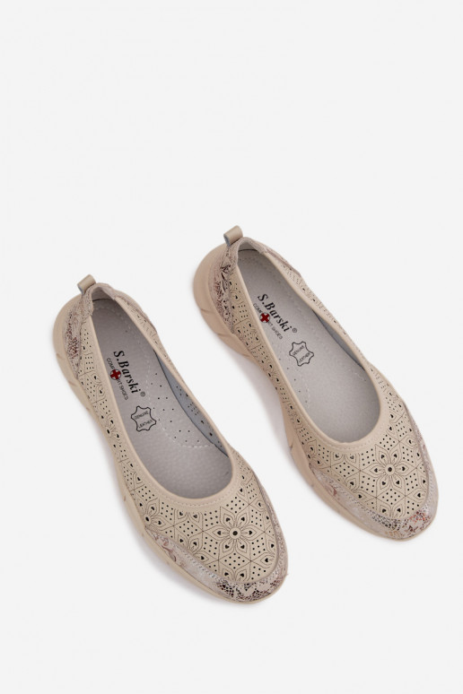 Haut Durchbrochene Ballerinas S.Barski GR61-5973 Beige