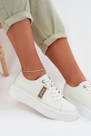 D&A GR61-5591 weiße Sneakers für Frauen aus echtem Leder
