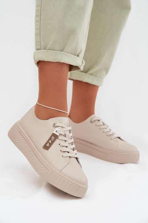 Sneakers Stilvollllschuhe FemininErmöglichtturalnej Skóry D&A GR61-5591 Beige