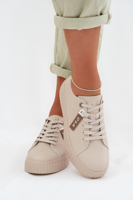 Sneakers Stilvollllschuhe FemininErmöglichtturalnej Skóry D&A GR61-5591 Beige