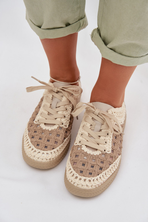 mit Schriften Haut Schuhe Feminin D&A GR61-5951 Beige