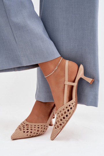 Selinae sandfarbene gemusterte Sandalen mit Absätzen