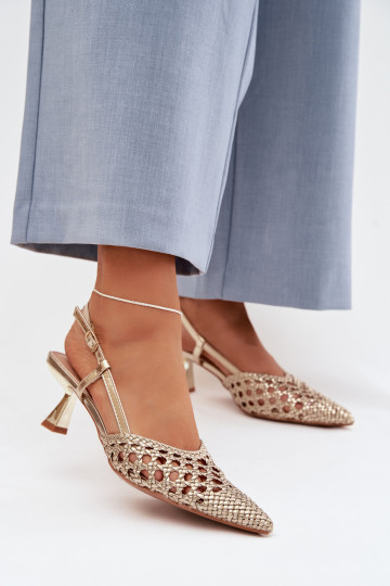 gemusterte Sandalen Feminin mit Absätzen goldene Farbe Selinae
