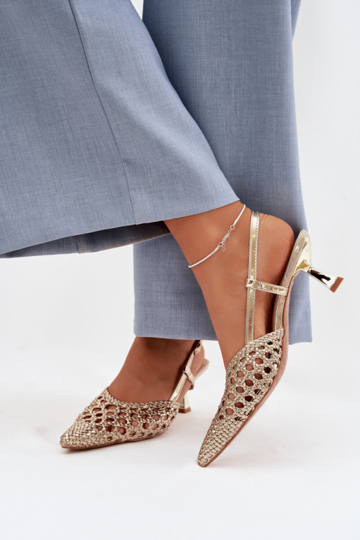 gemusterte Sandalen Feminin mit Absätzen goldene Farbe Selinae