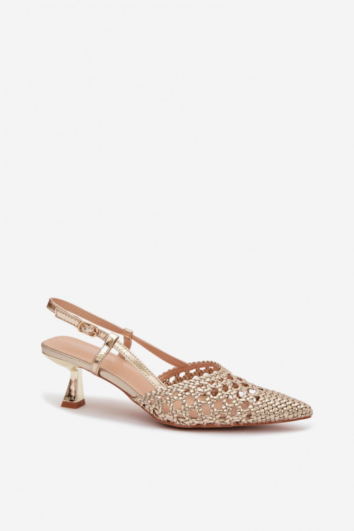 gemusterte Sandalen Feminin mit Absätzen goldene Farbe Selinae