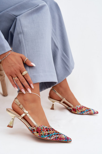 gemusterte Sandalen Feminin mit Absätzen Verschiedene Farben Selinae