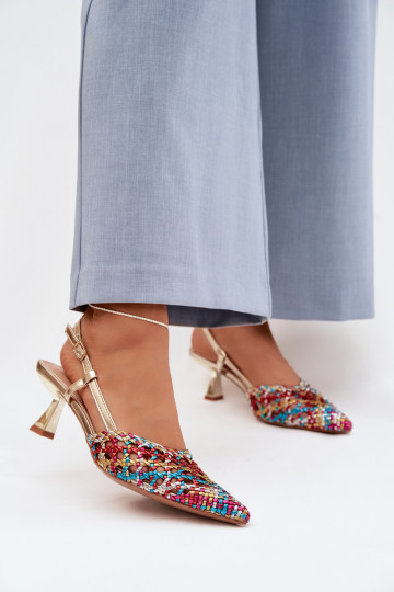 gemusterte Sandalen Feminin mit Absätzen Verschiedene Farben Selinae 2