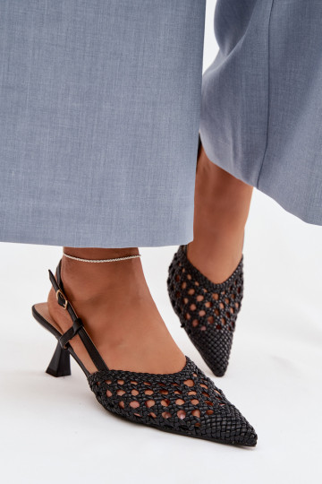 gemusterte Sandalen Feminin mit Absätzen schZuarze Farbe Selinae