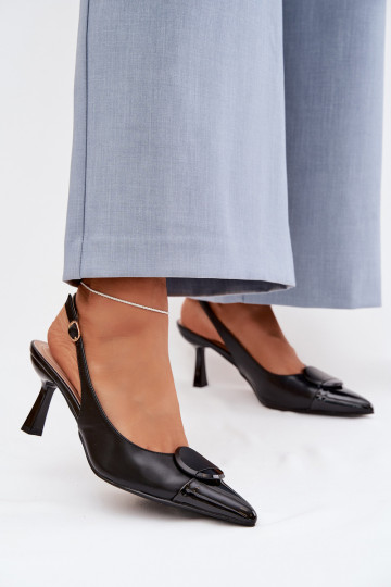 Damensandalen mit dünnen Absätzen Mit Dekorationen Detalem schZuarze Farbe Es mussriae 2