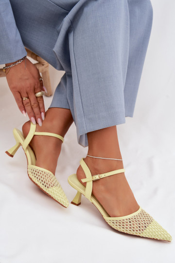 Damen Sandalen mit Absätzen und Netz in Gelb Brilora