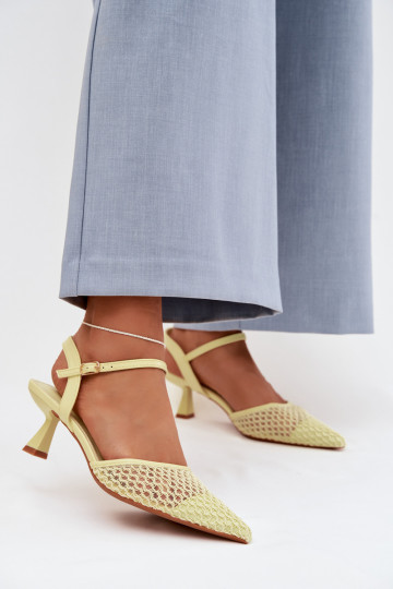 Damensandalen mit Absätzen mit Netz gelbe Farbe Brilora 2