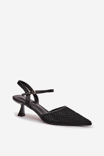 Damensandalen mit Absätzen mit Netz schZuarze Farbe Brilora 2